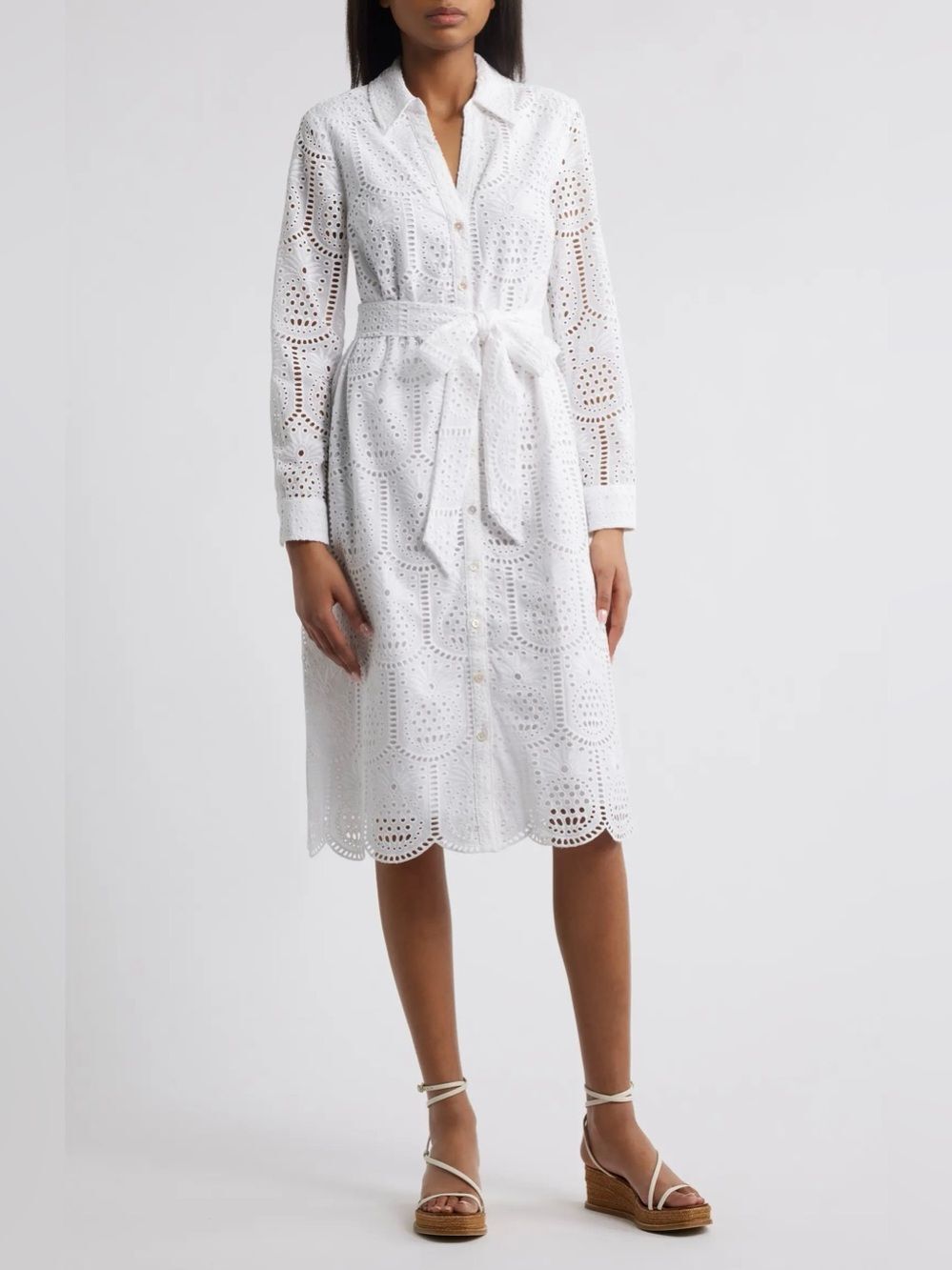 NWT Lilly Pulitzer White Eira Midi Shirtdress with Tie Waist Women's Size 4